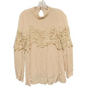 JODIFL Top M Boho Lace Trim Long Sleeves Festival CottageCore Prairie Romantic